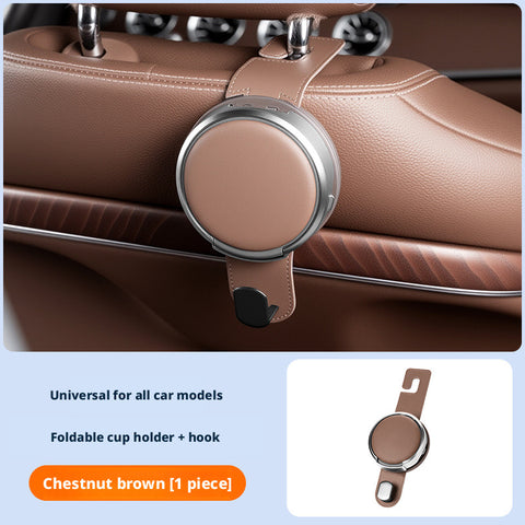 Universal Foldable Car Cup Holder with Hook, Space-Saving Vehicle Drink Holder for Bottles, Coffee Cups & Tumblers, Car Interior Storage Organizer