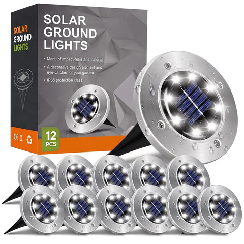 Summorefun Solar Lights for Outside,12 Pack Solar Lights Outdoor Waterproof, Solar Garden Lights Landscape Lighting for Patio Pathway Lawn Yard Deck Driveway Walkway, Cold White