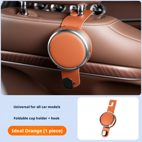 Universal Foldable Car Cup Holder with Hook, Space-Saving Vehicle Drink Holder for Bottles, Coffee Cups & Tumblers, Car Interior Storage Organizer