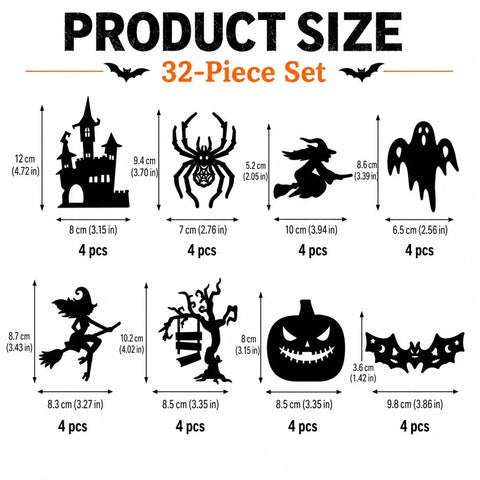 Halloween LED Silhouette Wall Light Stickers, Battery Powered Peel & Stick Decor Lights, No Drill PET Waterproof Wall Decor, Spooky Ghost Pumpkin Witch Bat Castle Spider Tree Ornaments for Home Window Door Party, 9/18/27 Pack Available