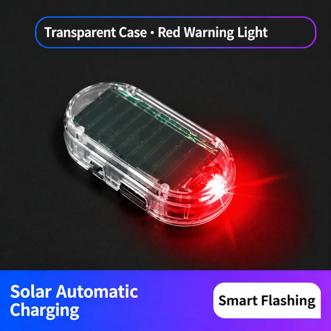 Solar Powered Fake Car Alarm Light, Plastic Material Auto Light Sensor LED Simulated Security Warning Flashing Light, No Wiring DIY Car Anti-Theft Dummy Alarm Lamp
