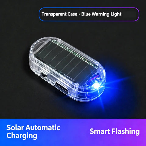 Solar Powered Fake Car Alarm Light, Plastic Material Auto Light Sensor LED Simulated Security Warning Flashing Light, No Wiring DIY Car Anti-Theft Dummy Alarm Lamp