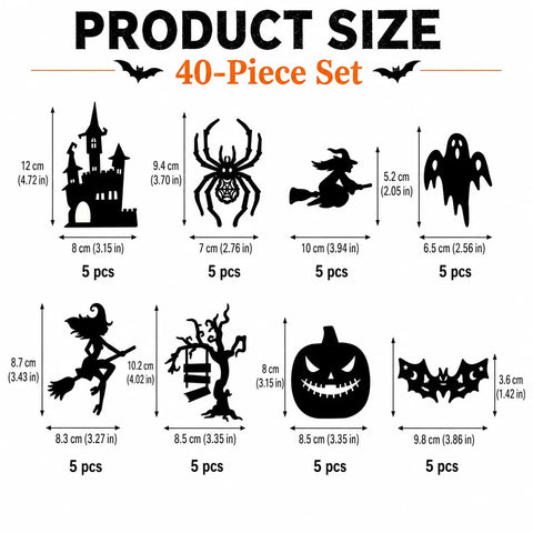 Halloween LED Silhouette Wall Light Stickers, Battery Powered Peel & Stick Decor Lights, No Drill PET Waterproof Wall Decor, Spooky Ghost Pumpkin Witch Bat Castle Spider Tree Ornaments for Home Window Door Party, 9/18/27 Pack Available
