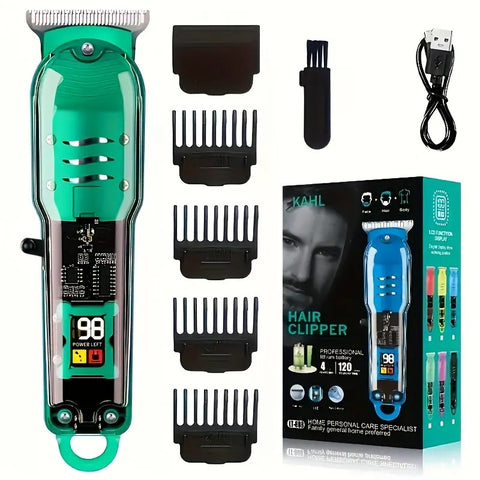 Professional Hair Clipper, Lightweight & Cordless Haircutting Kit for Men with LED Screen, USB Fastcharging and 4 Guide Combs, Smooth, Barber Equipment, Stainless Steel, Led Display, Youth, Barber Clippers, Multifunctional Hair Clipper