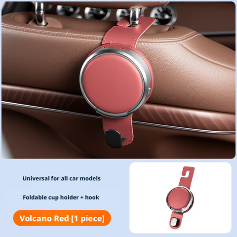 Universal Foldable Car Cup Holder with Hook, Space-Saving Vehicle Drink Holder for Bottles, Coffee Cups & Tumblers, Car Interior Storage Organizer