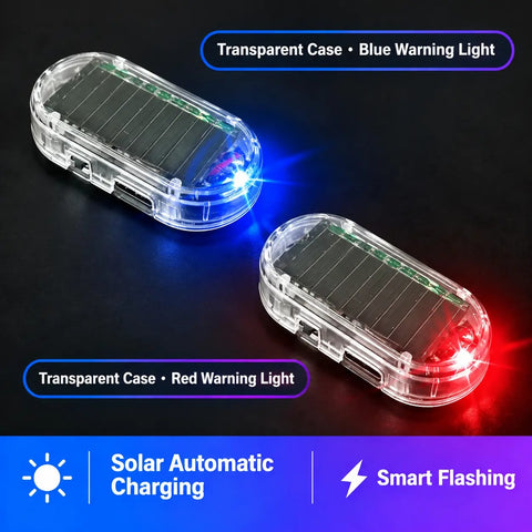 Solar Powered Fake Car Alarm Light, Plastic Material Auto Light Sensor LED Simulated Security Warning Flashing Light, No Wiring DIY Car Anti-Theft Dummy Alarm Lamp