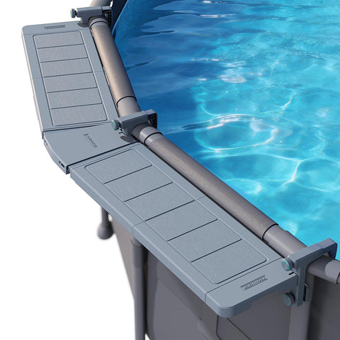 Poolside Bar, Swim Up Bar Exclusively for Above-Ground【Round & Oval 】 Pools. Patio Poolside Table Smart Fold Easy Maintenance, Weather Resistant Stable Tabletop