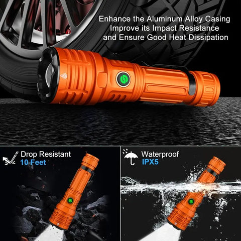 10000 Lumens Ultra Bright Portable Waterproof Flashlight