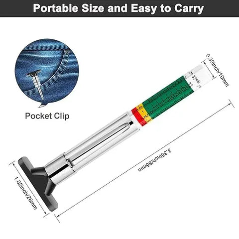 25mm Color-Coded Universal Car Tire Tread Depth Gauge